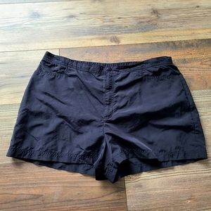 Lands End Nylon Swim Lined Quick Dry Shorts Black Elastic Waist Womens 16